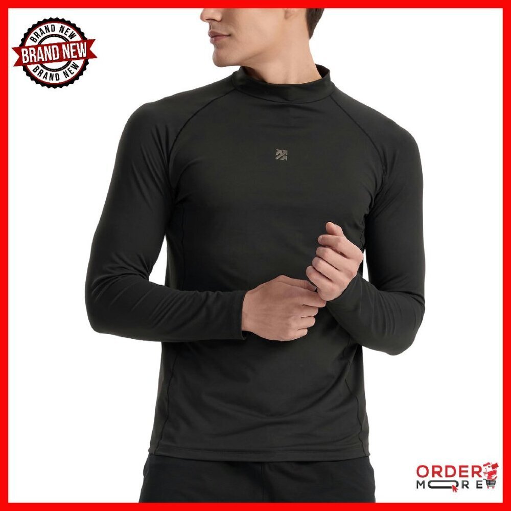 Men's Long Sleeve Mock Neck Workout Shirt Moisture Wicking Slim Fit